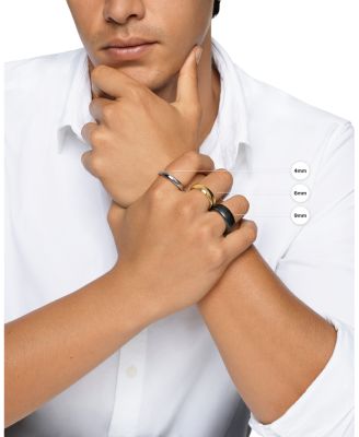 Men's Black Titanium Beveled Band Ring