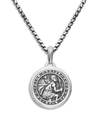 Men's St. Christopher Amulet in Sterling Silver, 34.5mm