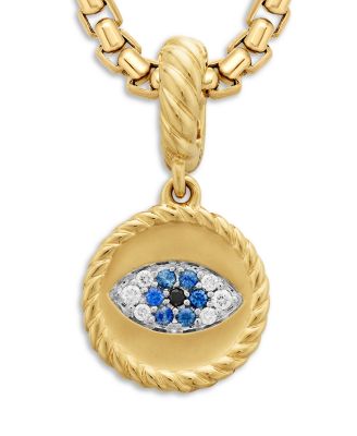 Cable Collectibles Evil Eye Amulet with Diamonds and Blue Sapphires in 18k Gold