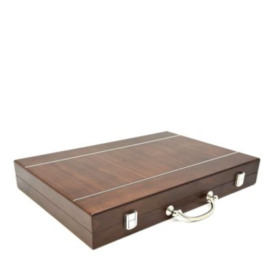 Inlaid Wood Backgammon Set with Handle