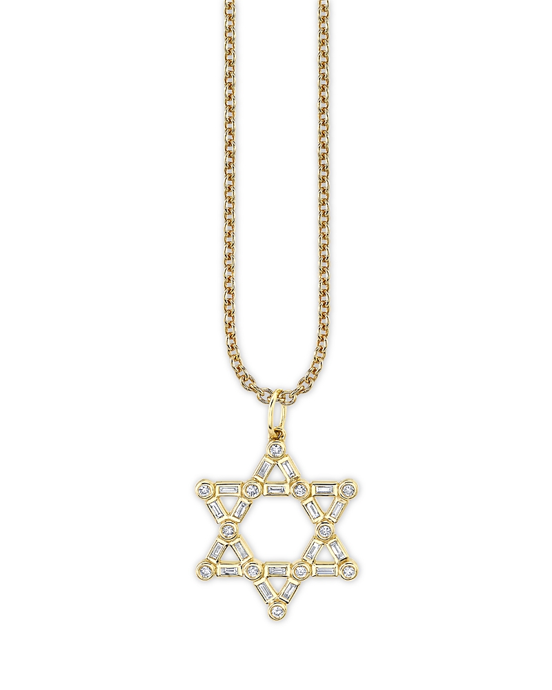 Sydney Evan 14k Yellow Gold Baguette & Round Diamond Bezel Star Of David Charm Necklace, 0.26 Ct. T. W. In Gold
