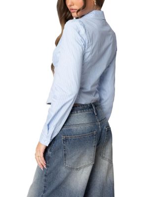  Tailored Pinstripe Button Up Shirt