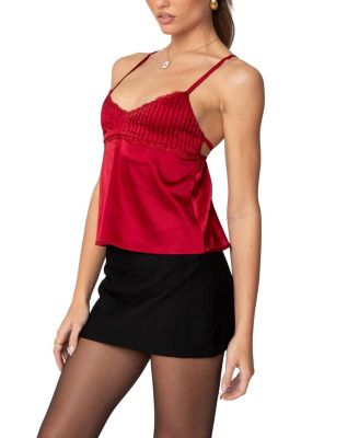 Blanca Satin Lace Trim Tank Top