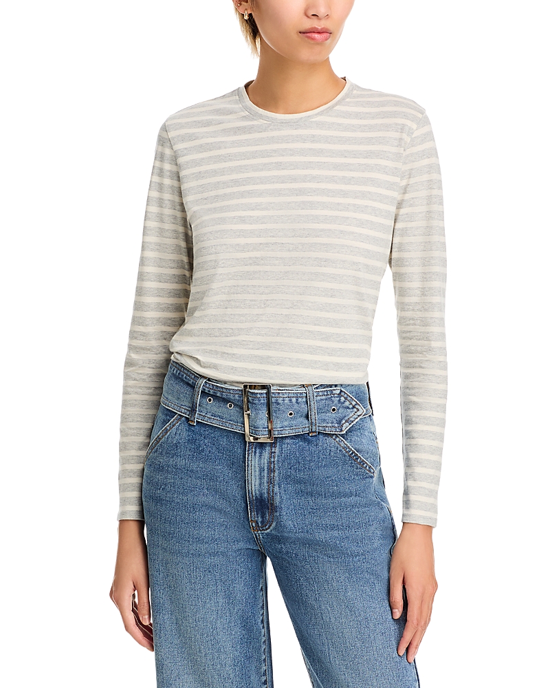 Kule The Modern Long Sleeve Tee In Heather Grey/cream