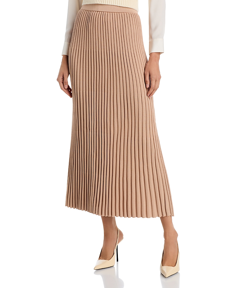 Misook Pleated Knit Skirt In Sand