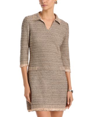 Misook Fringe Trim Intarsia Knit Shift Dress - Heritage Fit