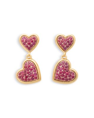kate spade new york Heart You Gold Tone Cubic Zirconia Pave Heart Drop Earrings