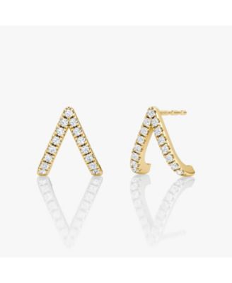  Reversed V Pave Huggie Earrings in 14K White Gold, .24ctw Brilliant Round Lab Grown Diamonds