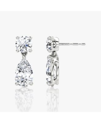  Signature Drop Earring in 14K White Gold, 3.0ctw Round Brilliant & Pear Lab Grown Diamonds