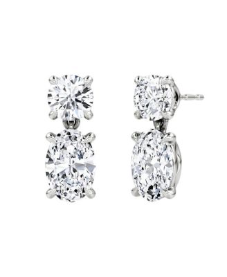 VRAI - Signature Drop Earring in 14K White Gold, 3.0ctw Round Brilliant & Oval Lab Grown Diamonds