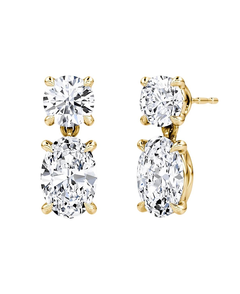 Vrai Signature Drop Earring In 14k White Gold, 3.0ctw Round Brilliant & Oval Lab Grown Diamonds In K Yellow Gold