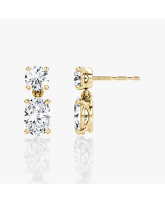  Signature Drop Earring in 14K Yellow Gold, 1.5ctw Round Brilliant & Oval Lab Grown Diamonds