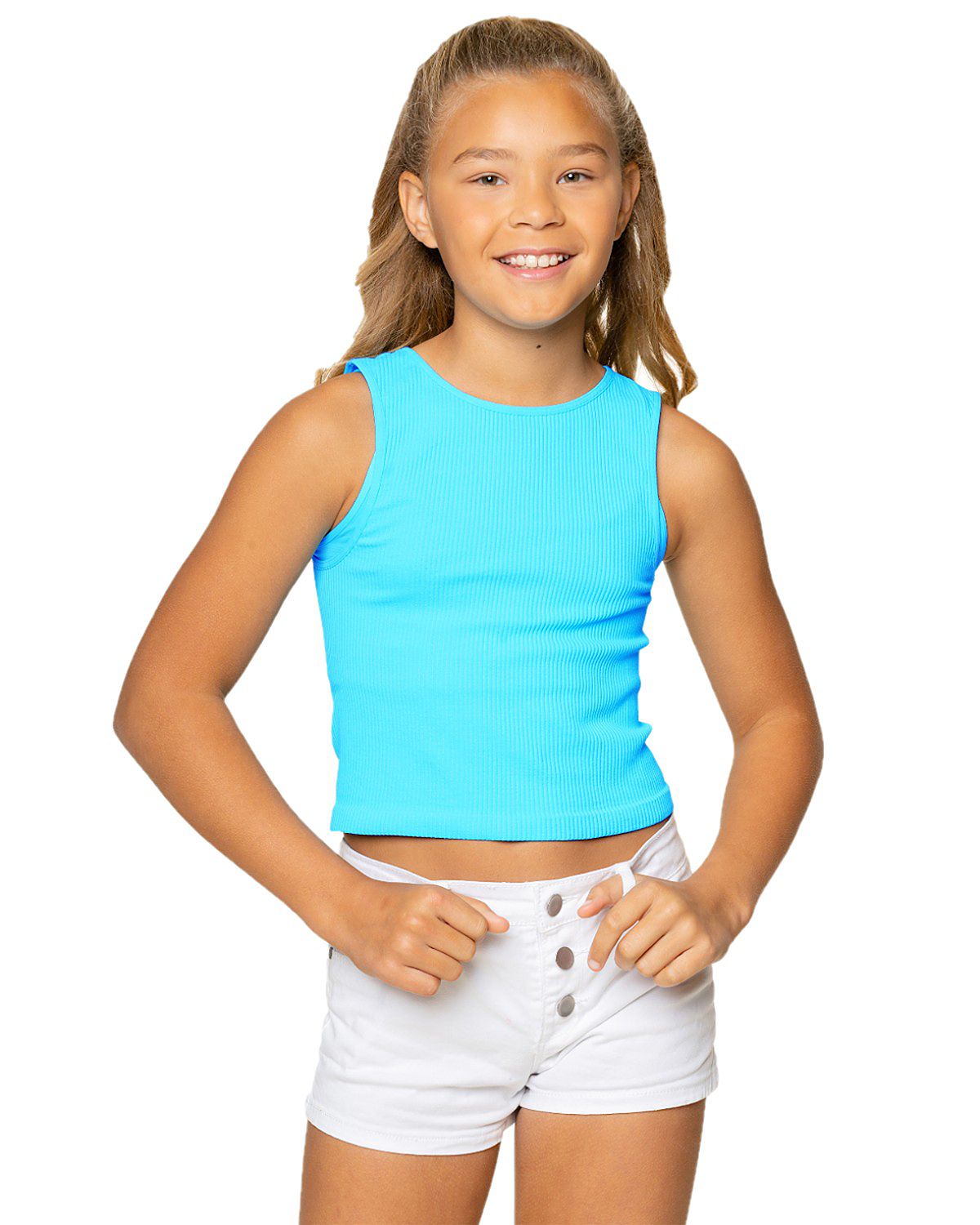 Malibu Sugar Girls' Ribbed Crop Sports Tank Top - Big Kid