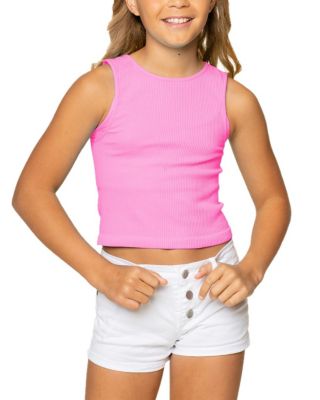 Malibu Sugar Girls' Ribbed Crop Sports Tank Top - Big Kid