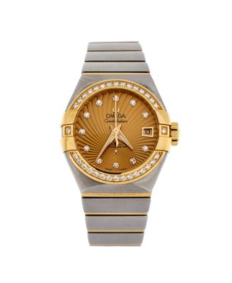 Pre-Owned Omega Constellation Co-Axial Chronometer Automatic Watch in Stainless Steel and Gold with Diamond Bezel and Markers 27mm