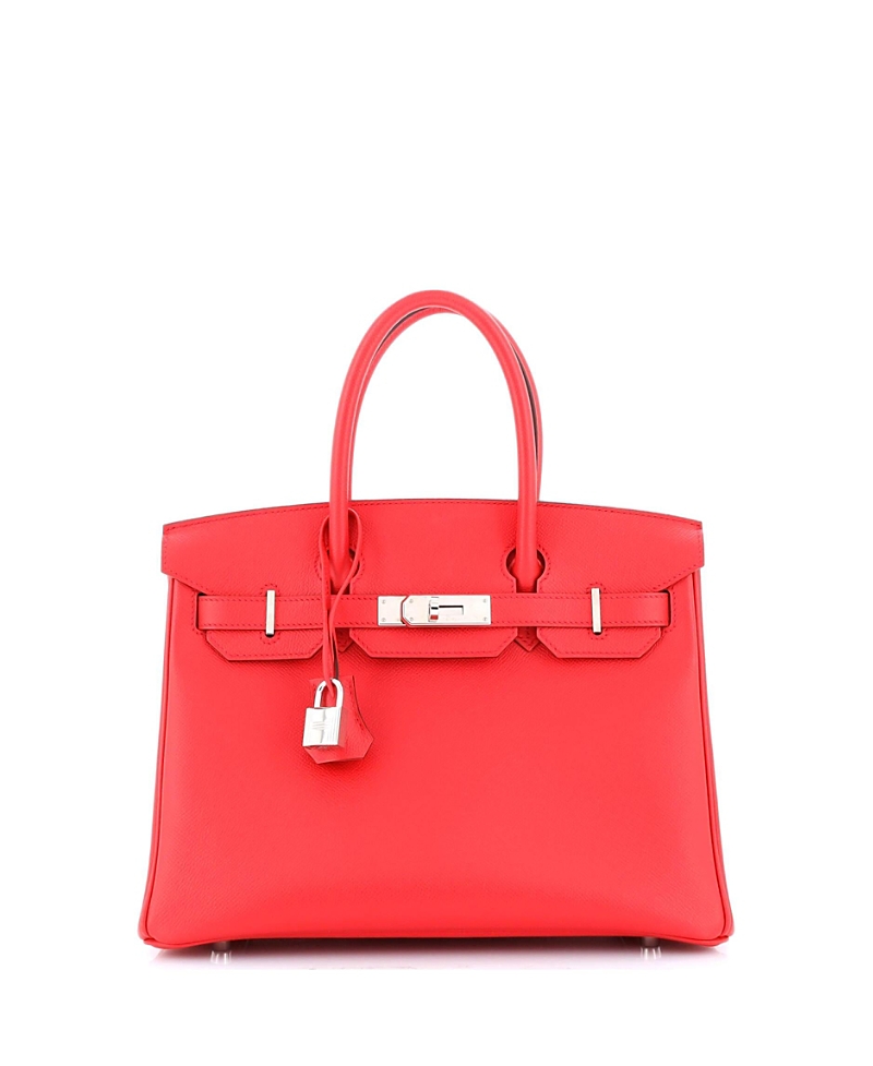 Pre-Owned Hermes Birkin 30 Handbag Red Epsom with Palladium Hardware