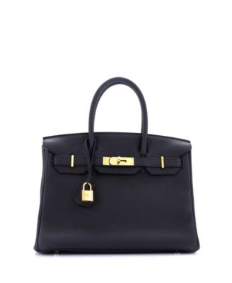 Pre-Owned Hermes Birkin 30 Handbag Black Togo with Rose Gold Hardware