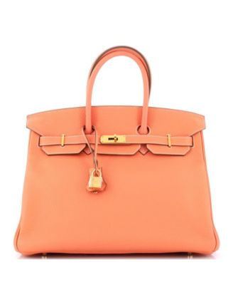 Pre-Owned Hermes Birkin 35 Handbag Pink Clemence with Gold Hardware