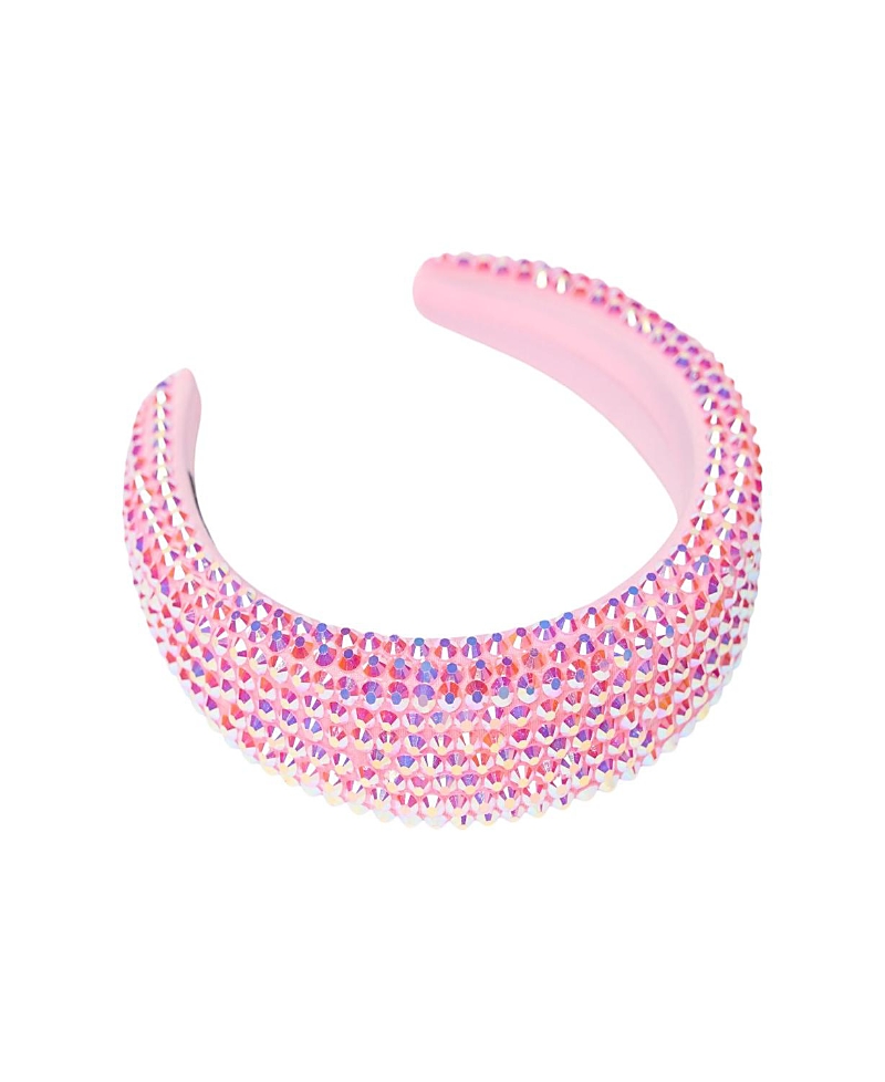 Malibu Sugar Girls' Colored Rhinestone Puff Headband - Kid In Light Pink