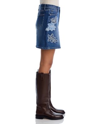Embroidered Denim Skirt