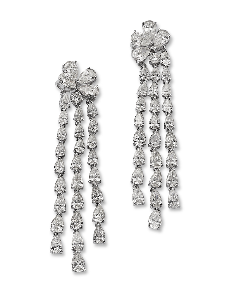 BLOOMINGDALE'S FINE COLLECTION DIAMOND PEAR & ROUND FRINGE DROP EARRINGS IN 18K WHITE GOLD, 7.0 CT. T. W.