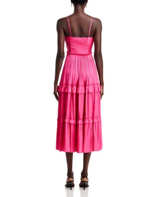 Ruched Ruffled Midi Dress - Exclusive