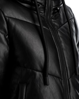 Faux Leather Puffer Jacket