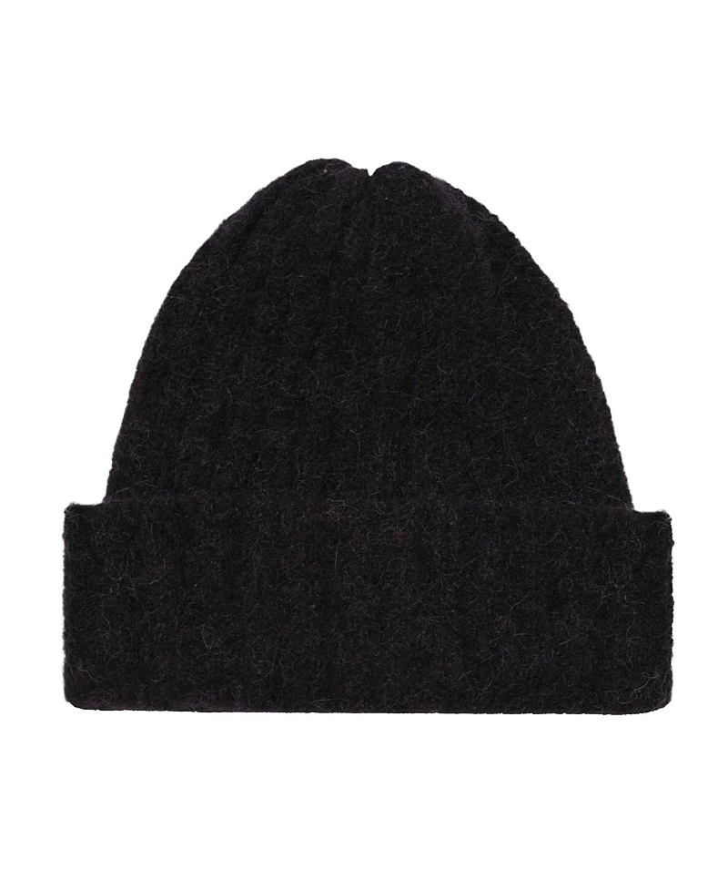 Hyer Goods Upcycled Alpaca Wool Chunky Rib Beanie In Heather Black