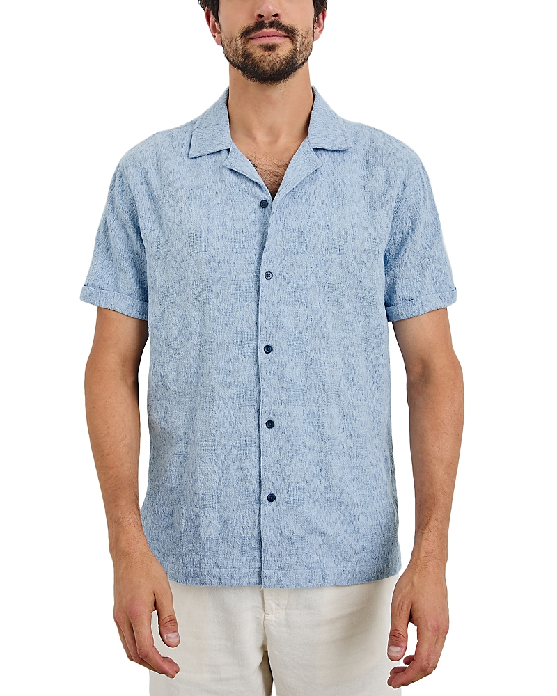Rails Dresden Relaxed Fit Textured Short Sleeve Cotton Button-up Shirt In Cerulean Ikat
