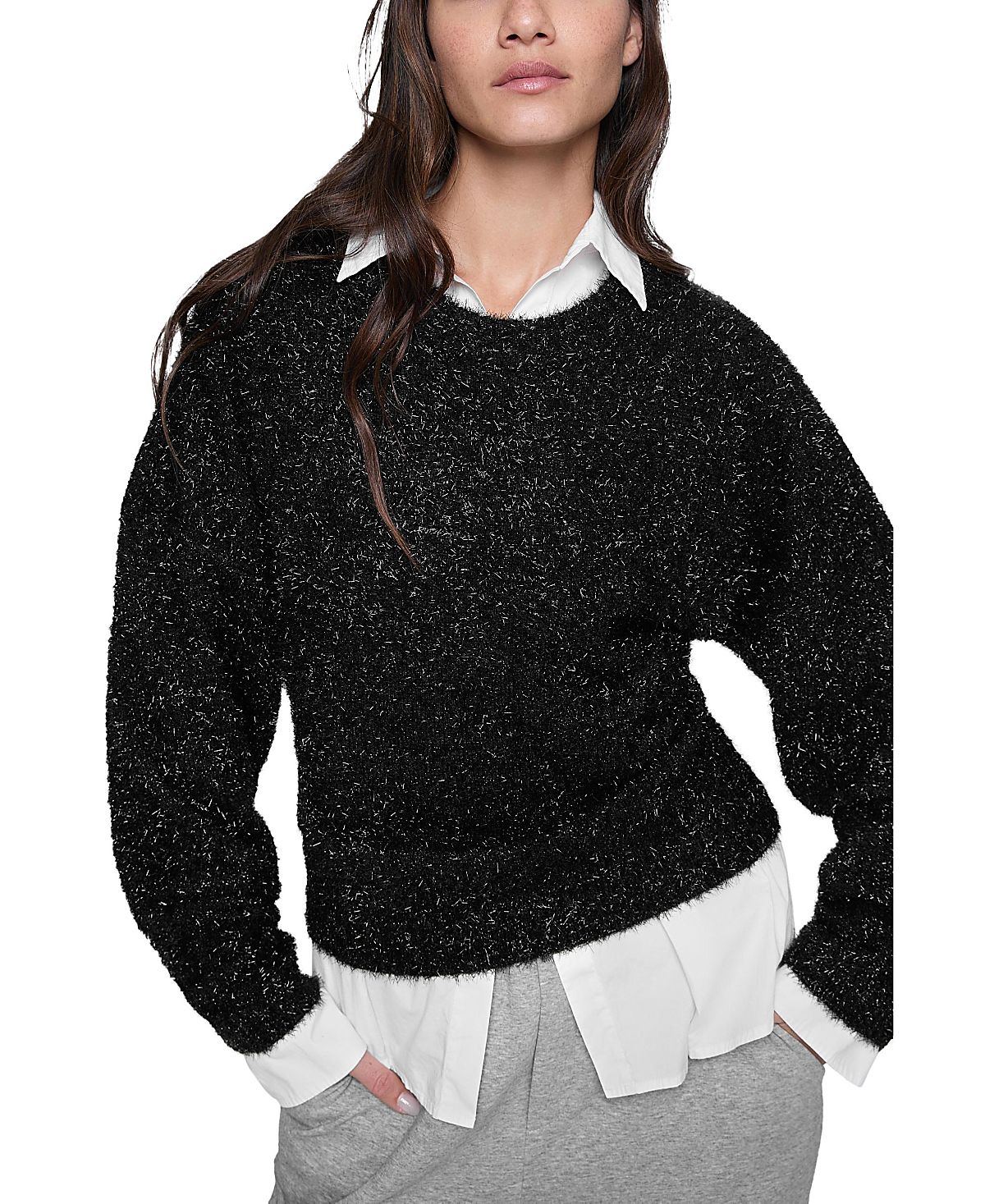 Rebecca Minkoff Henley Lurex Sweater