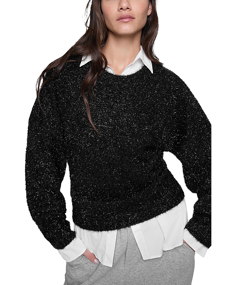 Rebecca Minkoff Henley Lurex Sweater In Black