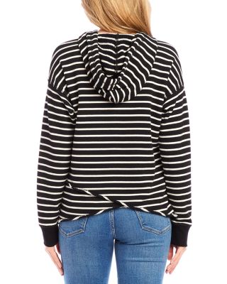 Striped Asymmetric Hem Hooded Sweatshirt