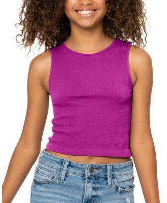 Malibu Sugar Girls' Ribbed Crop Sports Tank Top - Big Kid