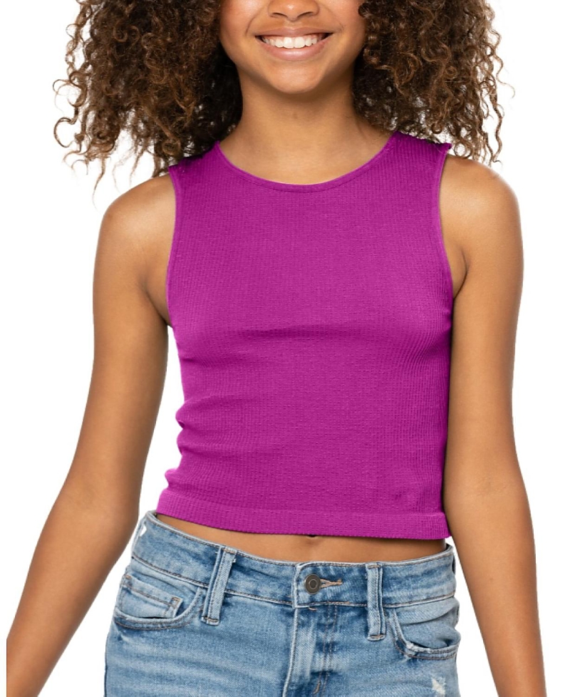 Malibu Sugar Girls' Ribbed Crop Sports Tank Top - Big Kid