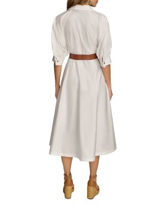 Belted A Line Midi Satin Dress