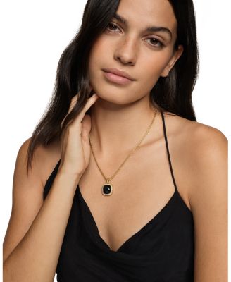 Albion&reg; Pendant in 18K Yellow Gold with Black Onyx and Diamonds, 15mm