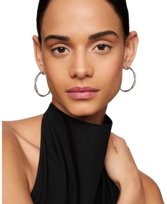 Petite Infinity Hoop Earrings in Sterling Silver with Pav&eacute; Diamonds