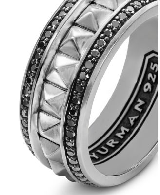 Men's Sterling Silver Pyramid Band with Black Diamonds