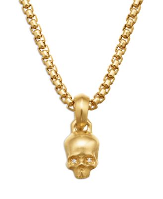 18K Yellow Gold Extra Small Skull Charm with Diamonds