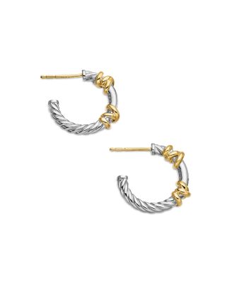 Petite Helena Wrap Hoop Earrings in Sterling Silver with 18K Yellow Gold and Diamonds, 0.11 tcw