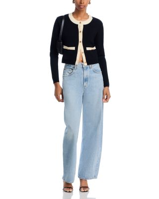 Contrast Border Button Front Cardigan