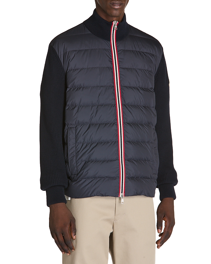 Moncler Padded Cotton Zip-up Cardigan In Night Sky