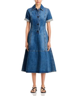Button Front Denim Dress