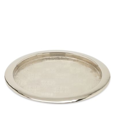 Sevasti Shiny Nickle Textured Stainless Steel Round Tray 
