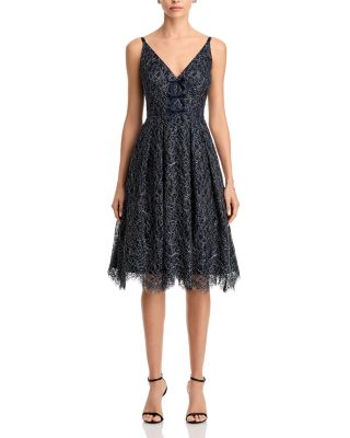 Bow Trim Fit and Flare Dress