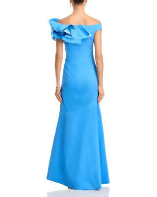 Stretch Gazar Side Drape Gown 