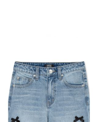 Girls' Wide Leg Bow Appliqu&eacute; Jeans - Big Kid
