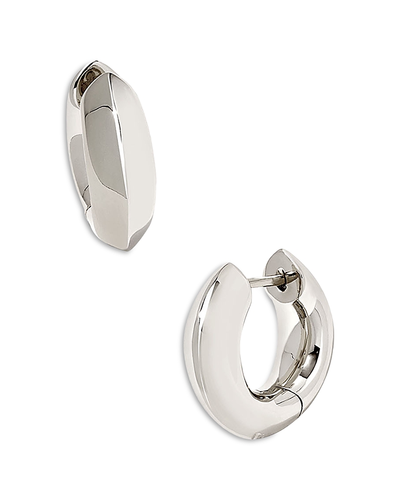 Kendra Scott Mikki Huggie Hoop Earrings In Rhodium Plated In Silver