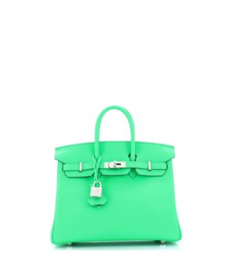 Pre-Owned Hermes Birkin 25 Handbag Green Swift with Palladium Hardware