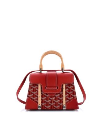 Pre-Owned Goyard - Structured Saigon Top Handle Bag Coated Canvas with Leather